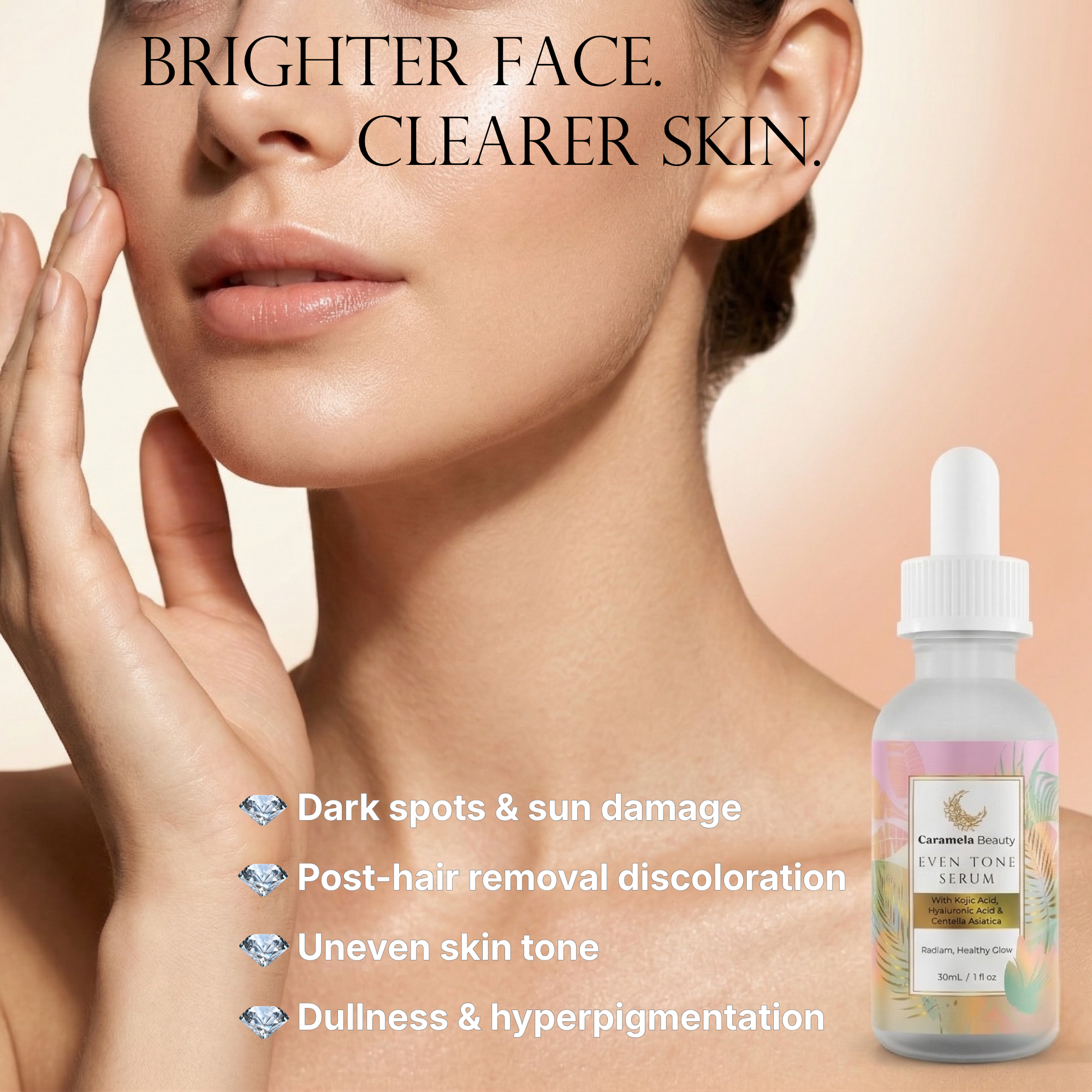Even Tone Serum – Brightening Serum for Dark Spots & Hyperpigmentation with Kojic Acid, Hyaluronic Acid & Centella Asiatica – Radiant Healthy Glow – 1 fl oz / 30mL
